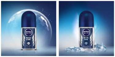 NIVEA Men Roll-On Deodorant, Cool Kick, 50ml & NIVEA Men Deodorant Roll On, Protect & Care, 50ml